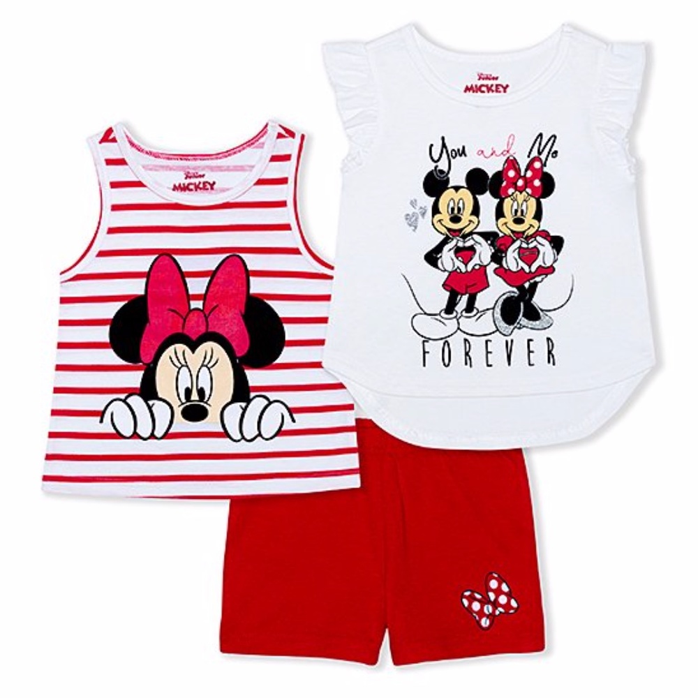 Disney Minnie Mickey Mouse love shorts set
